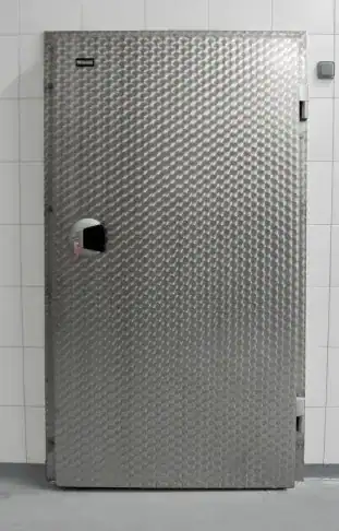 puerta de acero con sistema de bisagra de alto rendimiento para almacenes y fábricas mantenida por expertos en mantenimiento de puertas industriales